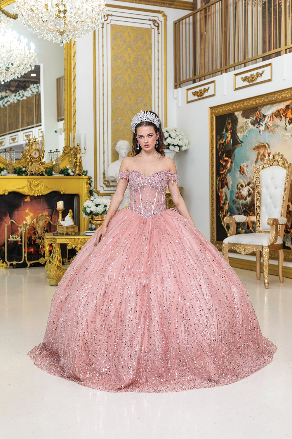 Off-Shoulder Ball Gown Quinceañera Dress 1982