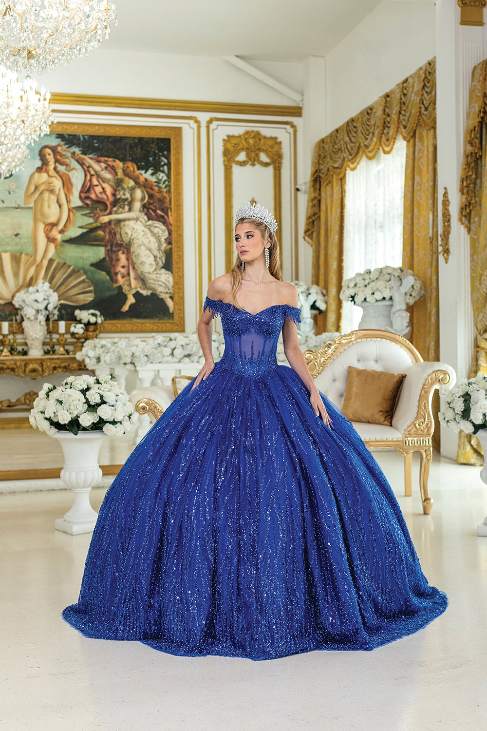 Off-Shoulder Ball Gown Quinceañera Dress 1982