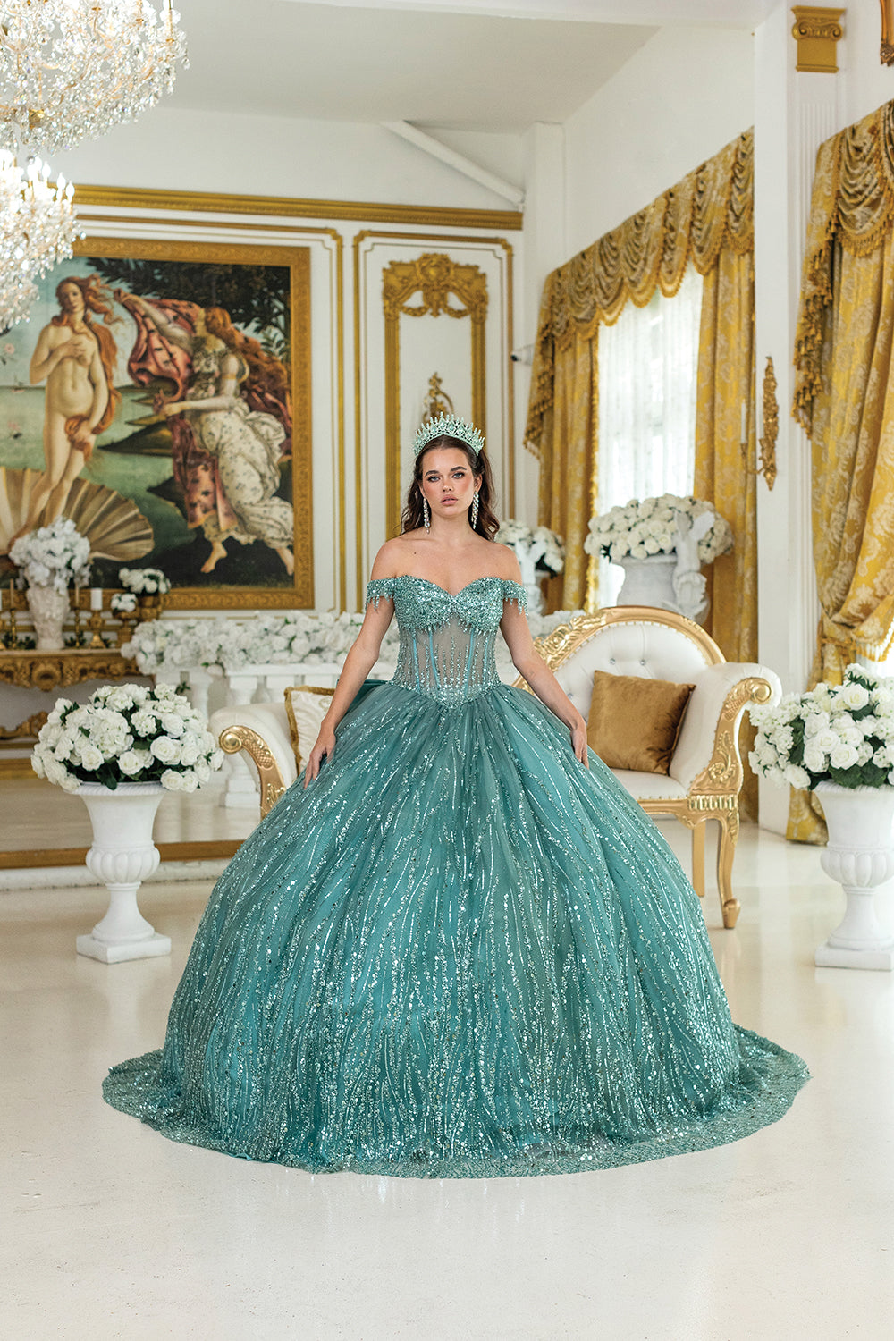 Off-Shoulder Ball Gown Quinceañera Dress 1982
