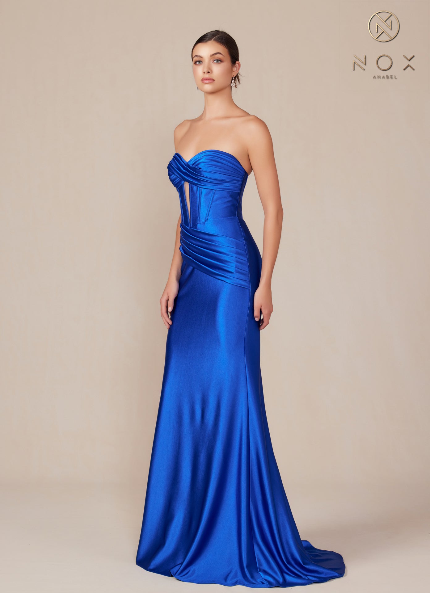 Satin Fitted Strapless Corset Gown T1500